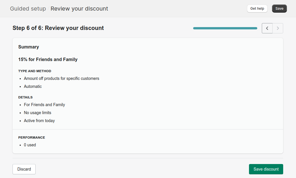Screenshot of reviewing discount setup in Regios Automatic Discounts