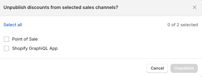 Screenshot of the 'Deny sales channel access' feature