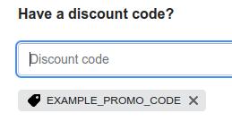 Screenshot of the tag icon and discount code after they've been applied.