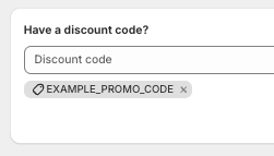 Screenshot of the tag icon and discount code after they've been applied.
