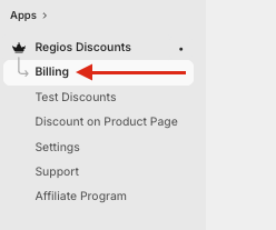 Screenshot of the Regios Discounts app navigation.