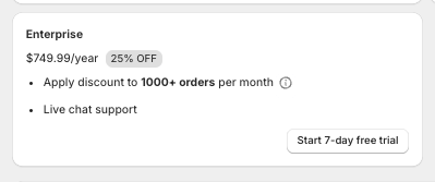 Screenshot of a discounted pricing plan.