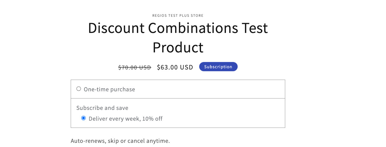 The subscription discount brought the price to $63 and the compare at price to $70.