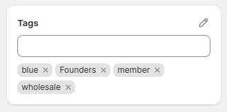 Screenshot of assigning customer tags in the Shopify backend